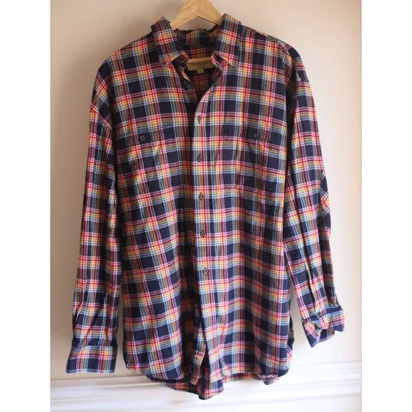 Kenyon Ridge Plaid Flannel Shirt Men L 100 Cotton Button Down Vintage Style - Picture 1 of 5